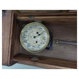 Antique Oak Wall Regulator Clock with Pendulum Gong Strike Untested