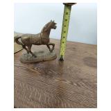 Vintage Brass Horse Figurine and Bowl Decorative Pair With Patina