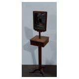Antique Wood Shaving Stand with Mirror & Two Drawers