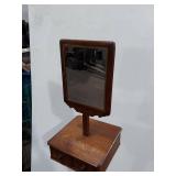 Antique Wood Shaving Stand with Mirror & Two Drawers