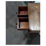 Antique Wood Shaving Stand with Mirror & Two Drawers