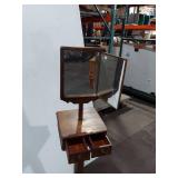 Antique Wood Shaving Stand with Mirror & Two Drawers