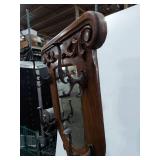 Antique Oak Hall Tree Bench Mirror Coat Umbrella Stand Seat