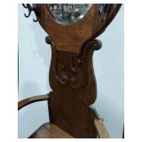 Antique Oak Hall Tree Bench Mirror Coat Umbrella Stand Seat