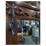 Antique Oak Hall Tree Bench Mirror Coat Umbrella Stand Seat