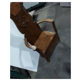 Antique Oak Hall Tree Bench Mirror Coat Umbrella Stand Seat