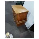 Contents Included! Vintage Oak Card Catalog Style Cabinet Multi-Drawer Chest w/ Side Racks