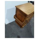Contents Included! Vintage Oak Card Catalog Style Cabinet Multi-Drawer Chest w/ Side Racks