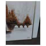 Turner Sailboat Skyline Framed Vintage Wall Art Textured 30in Square