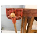 Vintage Wood Carpenter Workbench w/ Desmond-Stephan Vise Drawer