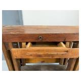 Vintage Wood Carpenter Workbench w/ Desmond-Stephan Vise Drawer