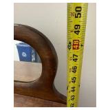 Antique Oak Secretary Desk Drop Front Mirror Cubbies 50in Tall