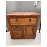 Eastlake Antique Washstand Cabinet 3 Drawer 1 Door Wood Commode