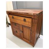 Eastlake Antique Washstand Cabinet 3 Drawer 1 Door Wood Commode