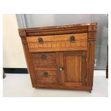 Eastlake Antique Washstand Cabinet 3 Drawer 1 Door Wood Commode