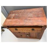 Eastlake Antique Washstand Cabinet 3 Drawer 1 Door Wood Commode