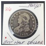 1829 over 27 Bust Half Dollar