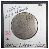 1855-O with Arrows Seated Liberty Half Dollar