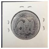 1858 Seated Liberty Half Dollar, heavily cleaned
