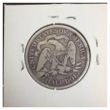1876 Seated Liberty Half Dollar, deep gouge