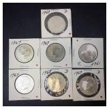 7) 40% silver Kennedy Half Dollars, mixed dates 1.04 oz silver