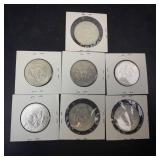 7) 40% silver Kennedy Half Dollars, mixed dates 1.04 oz silver