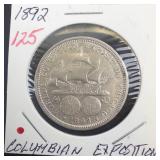 1892 Columbian Exposition Half Dollar. NOTE 1892 scarce date! Beautifful coin