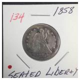 1858 Seated Liberty Quarter