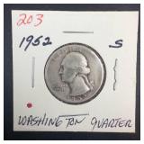 1952-S Washington Quarter