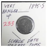 1895-S Barber dime, Banged up but scarce date