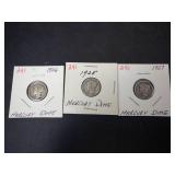 1925, 1926, 1927 Mercury Dimes