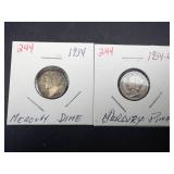 1934, 1934-D Mercury Dimes