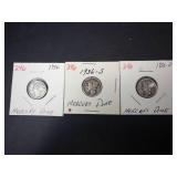1936 P,D,S Mercury Dimes