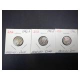 1942 P,D,S Mercury Dimes