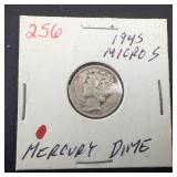 1945 Micro S Mercury Dime