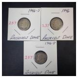 1946 P,D,S Roosevelt Dimes