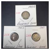 1947 P,D,S Roosevelt Dimes