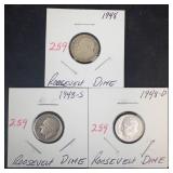 1948 P,D,S Roosevelt Dimes