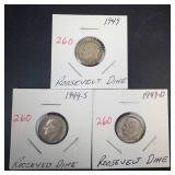 1949 P,D,S Roosevelt Dimes