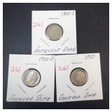 1950 P,D,S Roosevelt Dimes