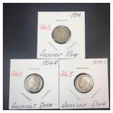 1954 P,D,S Roosevelt Dimes