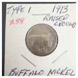 1913 Type 1 Buffalo Nickel