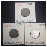 1935 P,D,S Buffalo Nickels