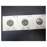 1945 P,D,S silver war Nickels