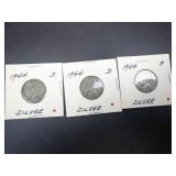 1944 P,D,S, silver war Nickels