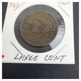 1837 Large Cent, head of 1838
