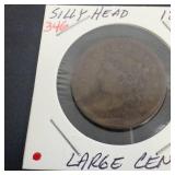 1839 Large Cent, Silly Head