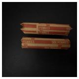 2 rolls of 50 each wheat cents mixed teens thru fifties