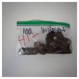 1 bag of 100 mixed date wheat cents 40's, 50's