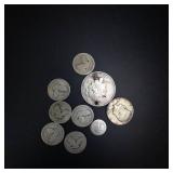 1 bag of junk US silver coins: 2.4 oz 90%